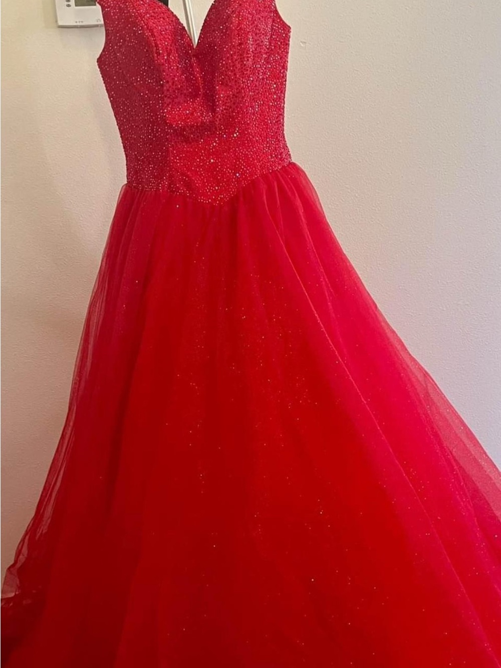 Sherri Hill Red Sparkle Ball Gown Prom Dress